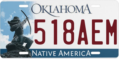 OK license plate 518AEM