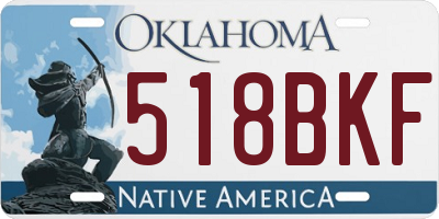 OK license plate 518BKF