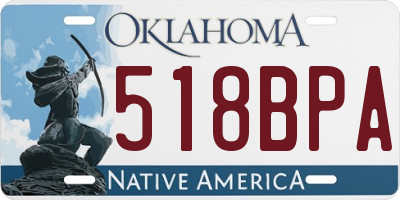OK license plate 518BPA