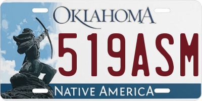 OK license plate 519ASM