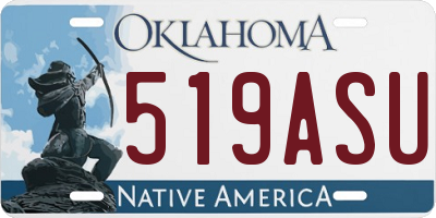 OK license plate 519ASU