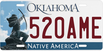OK license plate 520AME