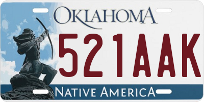 OK license plate 521AAK