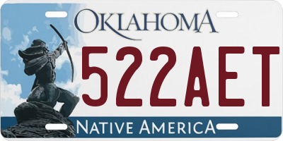 OK license plate 522AET