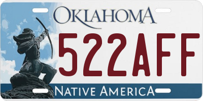 OK license plate 522AFF