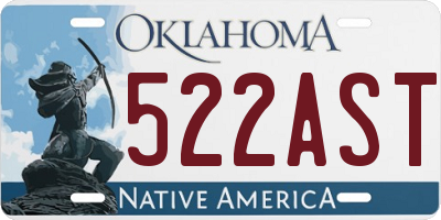 OK license plate 522AST