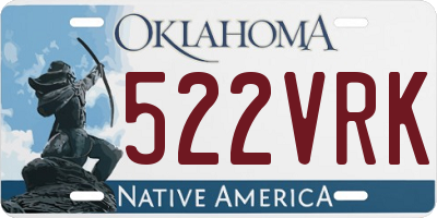 OK license plate 522VRK