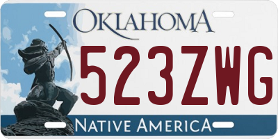 OK license plate 523ZWG