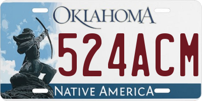 OK license plate 524ACM