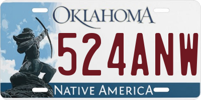 OK license plate 524ANW