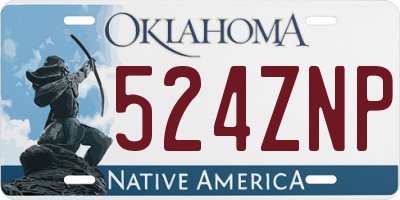 OK license plate 524ZNP
