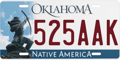 OK license plate 525AAK