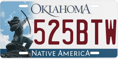 OK license plate 525BTW