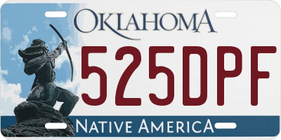 OK license plate 525DPF