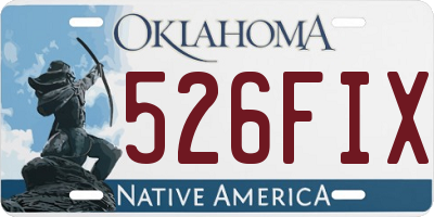 OK license plate 526FIX
