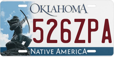 OK license plate 526ZPA