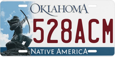 OK license plate 528ACM