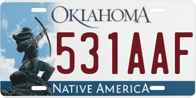 OK license plate 531AAF