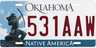 OK license plate 531AAW