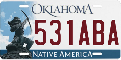 OK license plate 531ABA