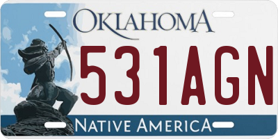 OK license plate 531AGN