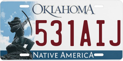OK license plate 531AIJ
