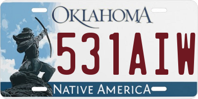 OK license plate 531AIW