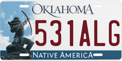 OK license plate 531ALG