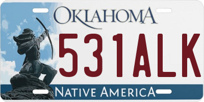 OK license plate 531ALK