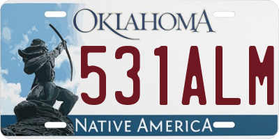 OK license plate 531ALM