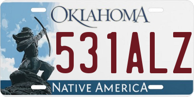 OK license plate 531ALZ