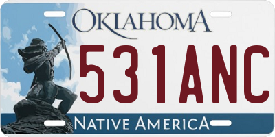OK license plate 531ANC