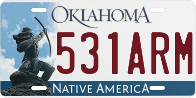 OK license plate 531ARM