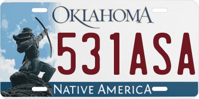 OK license plate 531ASA