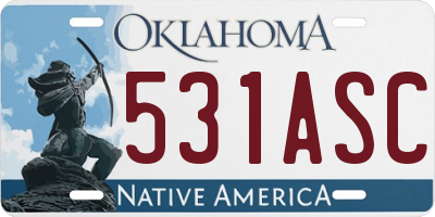 OK license plate 531ASC