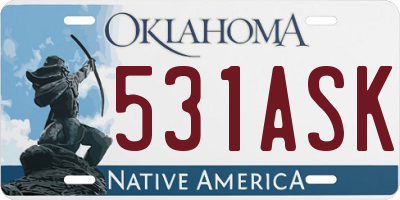 OK license plate 531ASK