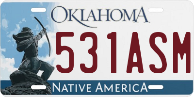 OK license plate 531ASM