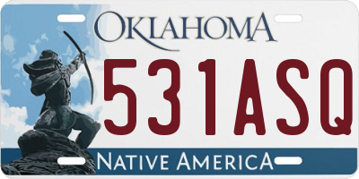 OK license plate 531ASQ