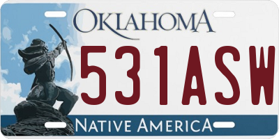 OK license plate 531ASW