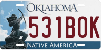 OK license plate 531BOK