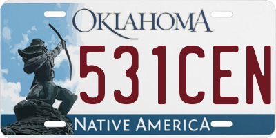 OK license plate 531CEN