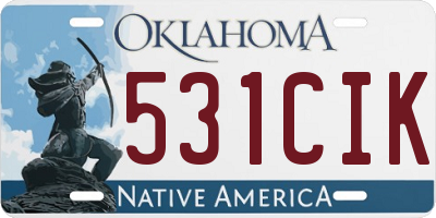 OK license plate 531CIK