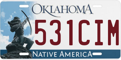 OK license plate 531CIM