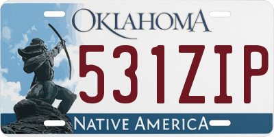 OK license plate 531ZIP