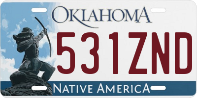 OK license plate 531ZND