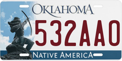 OK license plate 532AAO