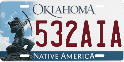 OK license plate 532AIA