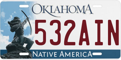 OK license plate 532AIN