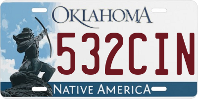 OK license plate 532CIN