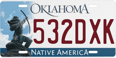 OK license plate 532DXK